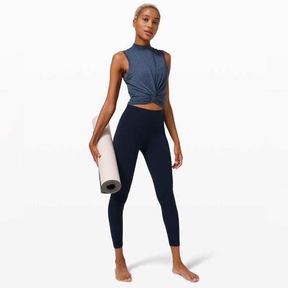 Lululemon Time to Restore Mock Neck Tie Tank | Size 4 Iron Blue / White - Picture 3 of 8